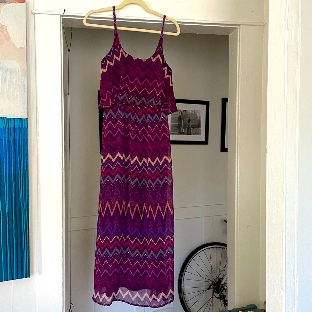 Multi-Colored Chevron Stripe Maxi Dress